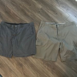 two pair Roundtree and Yorke men’s size 46 shorts, cargo and flat front